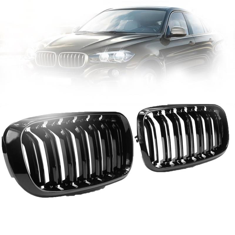 ARRPO Frontgrills F15 F16 Paar Auto-Doppellamellen-Front-Renngrill-Ersatz ， for BMW ， for F15 F16 X5 X6 2014 2015 2016 2017 Renngrills 51117294485 51117294486 von ARRPO