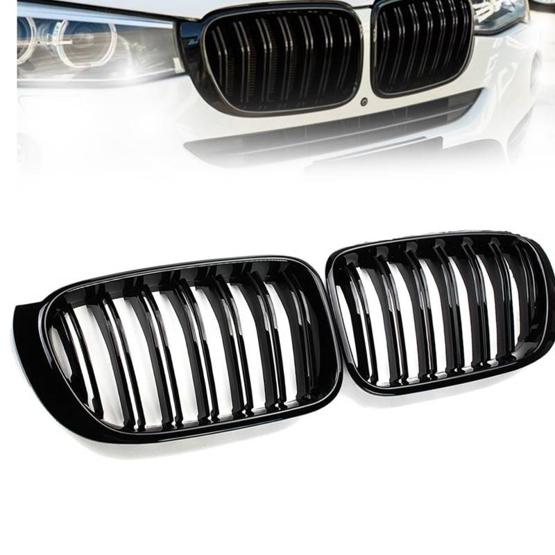 ARRPO Frontgrills Frontgrill-Ersatz mit doppelter Linie, for BMW, for X3 X4 F25 F26 2014-2017 Renngrills, Grills, Autogrill-Zubehör 51137367421 51137367422 von ARRPO
