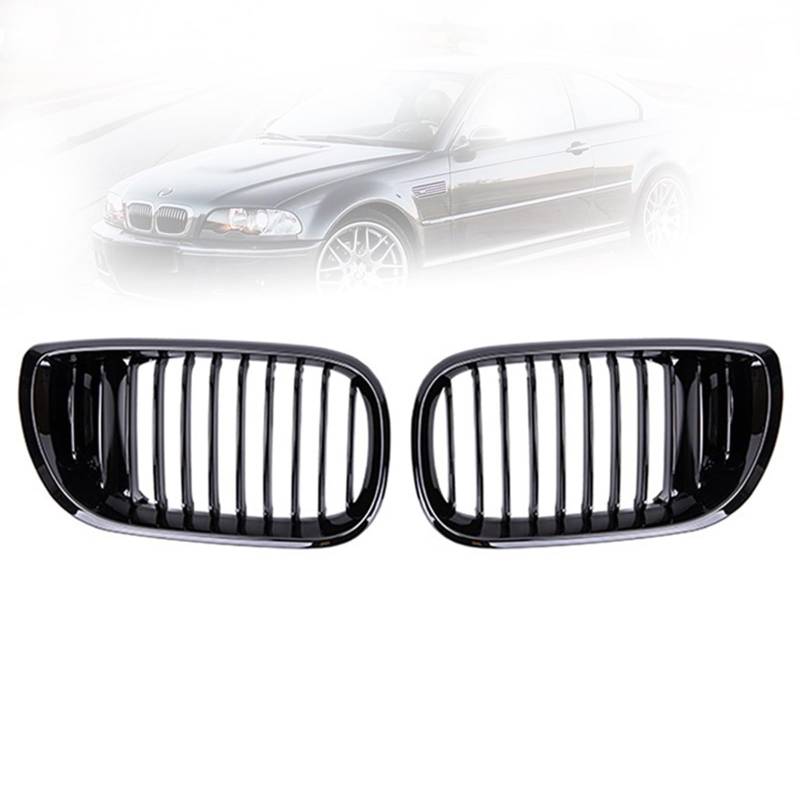 ARRPO Frontgrills Geetha 2 STK. Auto-Frontstoßstange, einzeiliger Grill, Renngrill, for BMW, for E46 LCI 4D 325i Facelift 2002-2005 846193 von ARRPO