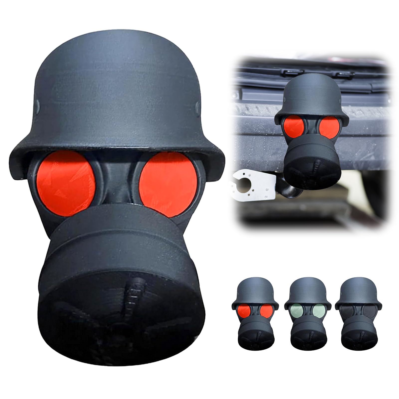 ARTGUTS Abdeckkappe für Anhängerkupplung,Gasmaske Helm Form Schild,Staubdicht,Wasserdicht,Kunststoff Anhängerkupplung Schild für 50 mm Kugelkopf AnhängerKupplungskappe (Rot) von ARTGUTS