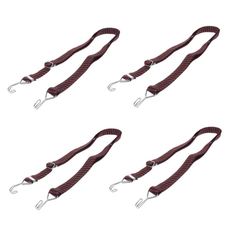 ARTSEWPLY 4 Stück Gepäckseilgurte Elastische Schnur Robuster Befestigungsgurt Ladungsgurte Ratschen Spannband Mit Haken Einstellbarer Riemen Verstellbare Flache Bungee -Gurte Rot Latex-Seide von ARTSEWPLY