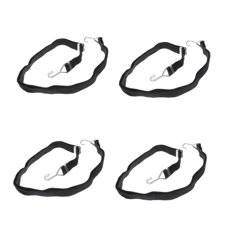 ARTSEWPLY 4 Stück Gepäckseilgurte elastisch flaches Bungee-Kabel Ladegurt strapazierfähige Frachtgurte Elastic Bungee Cord Ladungssicherungsgurte Elastic -Gurt Haken aus Metall Schwarz von ARTSEWPLY