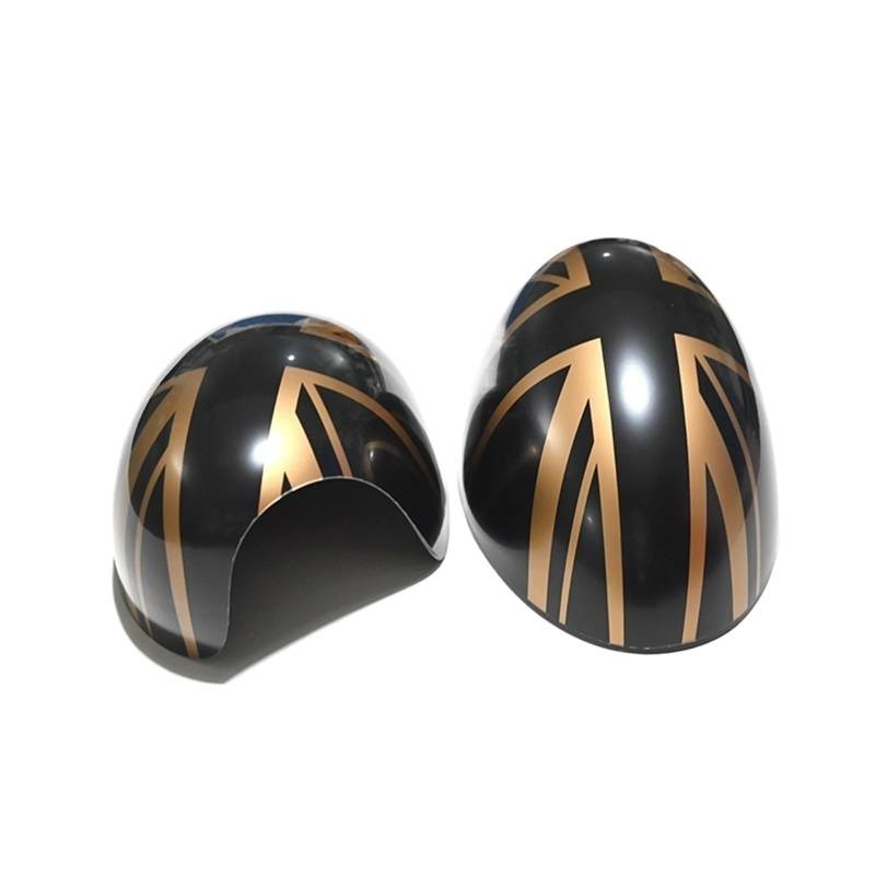 Seitenspiegelgehäuse Tür-Rückspiegelabdeckungen, Aufkleber, Auto-Styling-Dekoration, passend für Mini Cooper One S JCW F56 F55 2014–2019.(Gold Jack) von ARUPMN