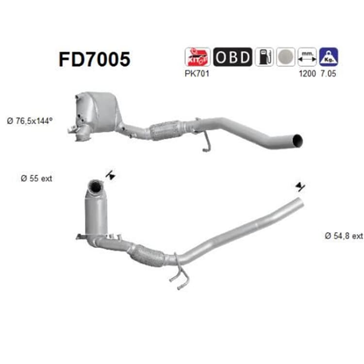 AS Dieselpartikelfilter Audi Seat Skoda VW 1,9 2,0 TDI von AS