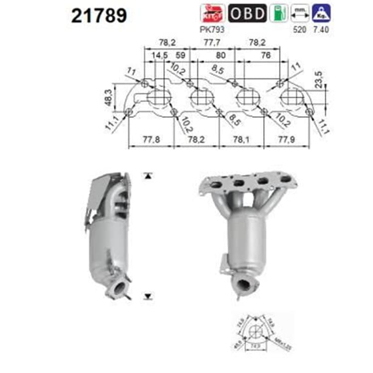 AS Kr?mmerkatalysator Chevrolet Aveo Opel Adam Astra J Corsa D Meriva von AS