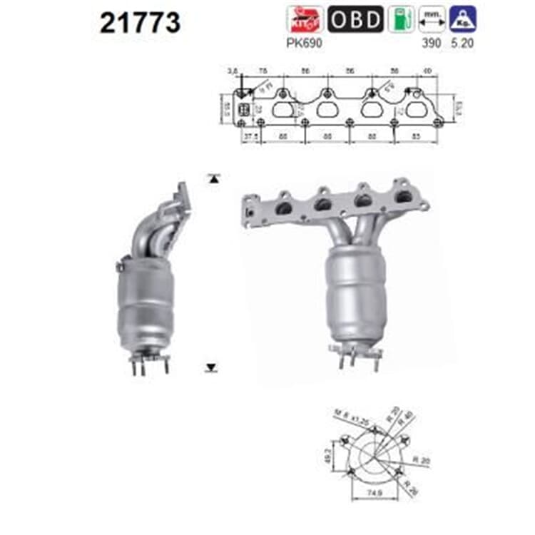 AS Kr?mmerkatalysator Opel Astra H Meriva Vectra C Zafira 1,6 von AS