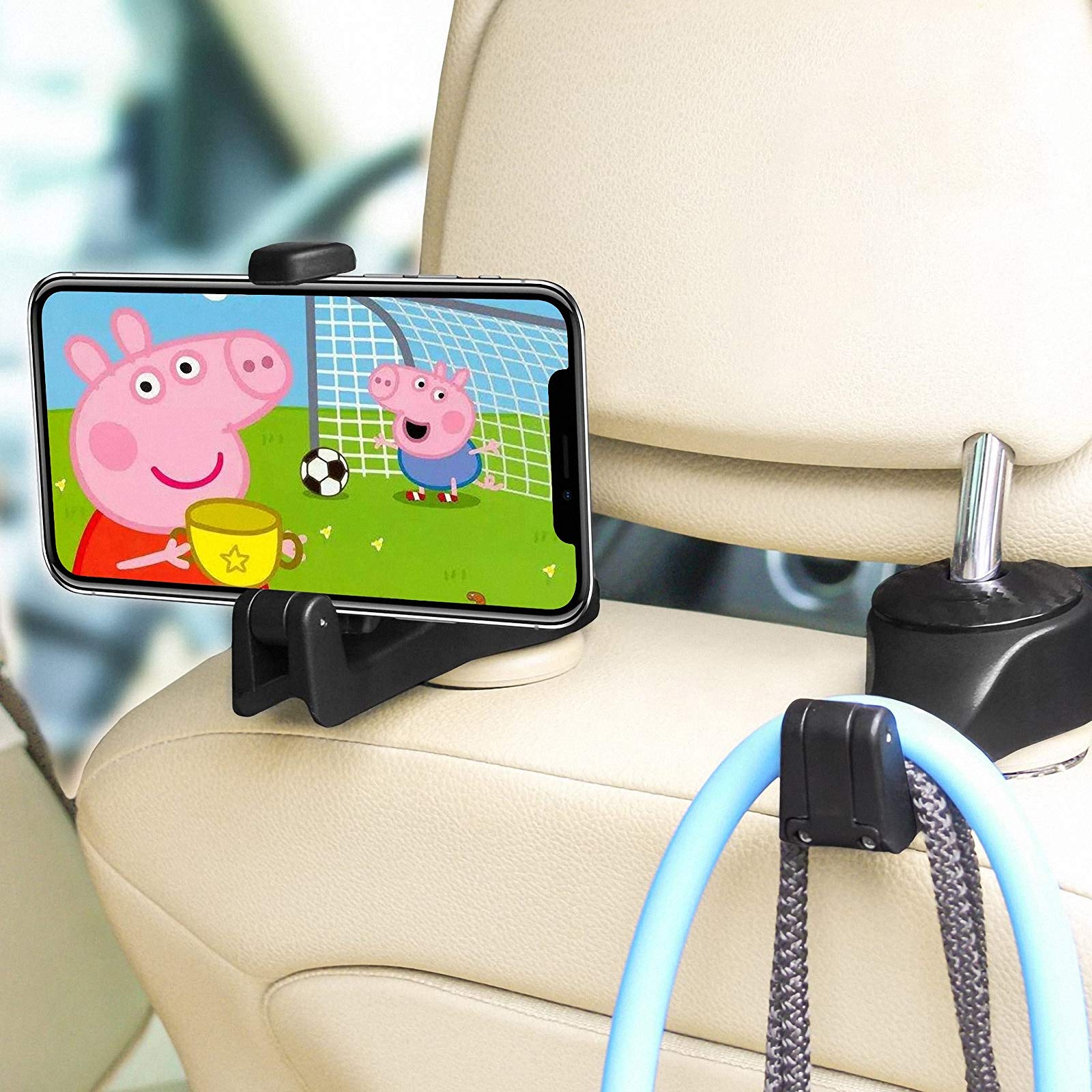 Auto Kopfstützen Haken, ASANMU 2 Stück Aufhänger mit Telefon Halter, Universal Fahrzeug Autositz Haken Halter mit Handyhalterung für Handy/handtasche, Auto Zubehör Auto Kopfstützen Haken, ASANMU 2 Stück Aufhänger mit Telefon Halter, Universal Fahrzeug Autositz Haken Halter mit Handyhalterung für Handy/handtasche, Auto Zubehör von ASANMU