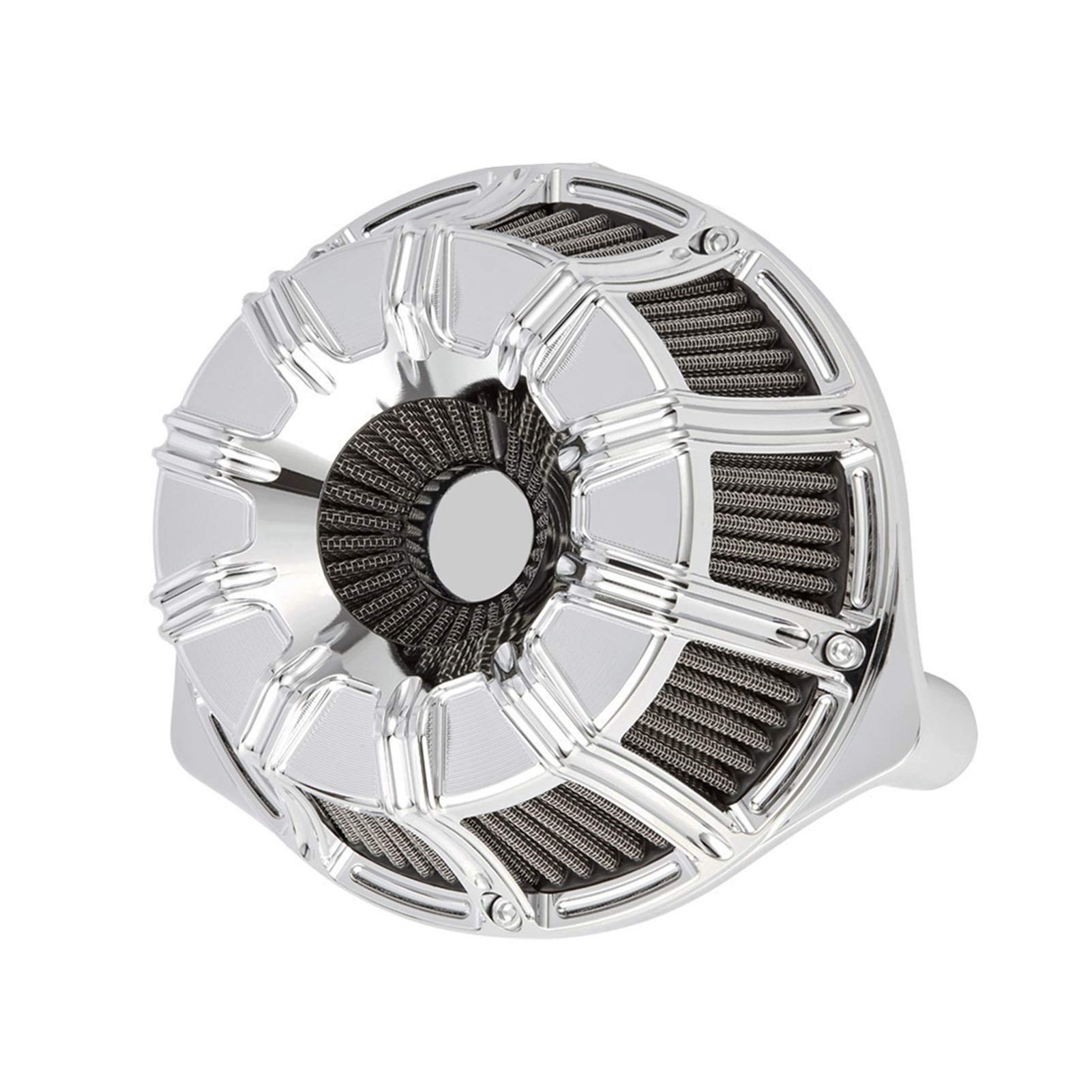 ASDGH CNC Crafts Ansaugluftfilter 10 invertiert, for Harley, XL Sportster 883 Softail Dyna Touring Big Twin Cam FLT FLST FXDLS M8 Motorrad-Luftfilter(C Chrome) von ASDGH