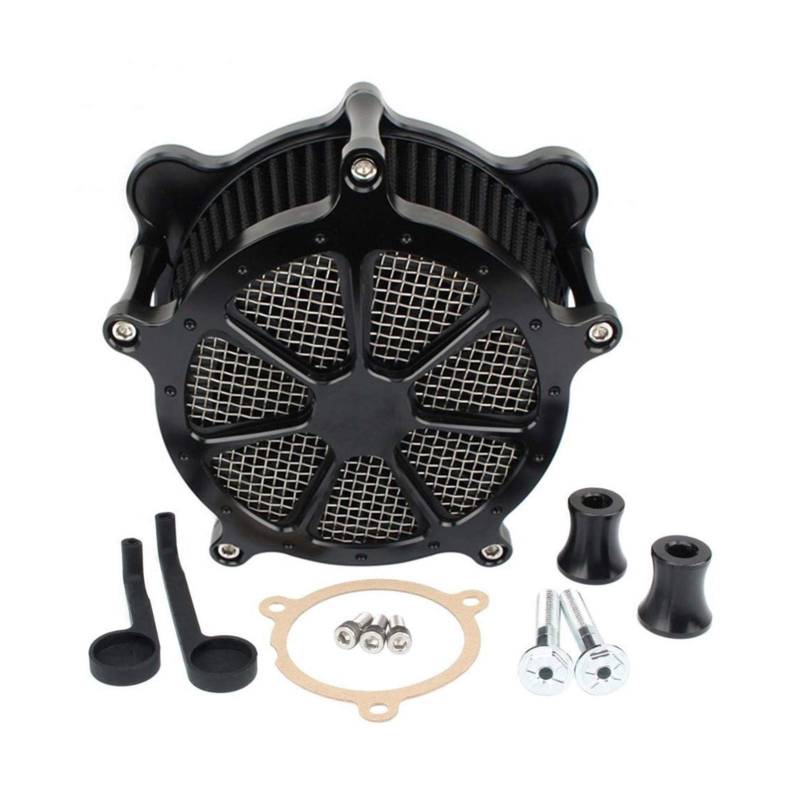 ASDGH Luftfilter Motorrad Venturi Cut CNC Crafts Reiniger Ansaugfilter Touring Tour Electra Glide Road King FLHR FLTR FLH 2017 2018 2019 2020 Motorrad-Luftfilter(Black) von ASDGH