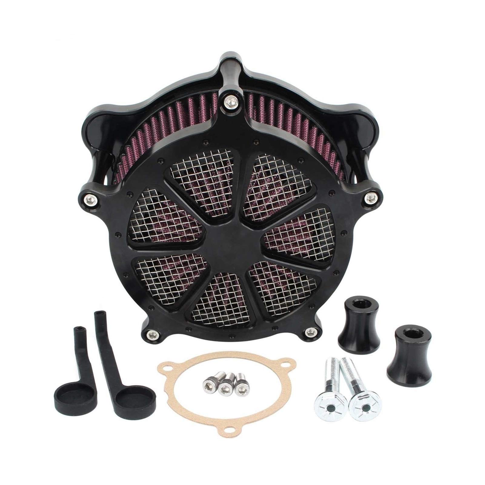 ASDGH Luftfilter Motorrad Venturi Cut CNC Crafts Reiniger Ansaugfilter Touring Tour Electra Glide Road King FLHR FLTR FLH 2017 2018 2019 2020 Motorrad-Luftfilter(Not Logo) von ASDGH