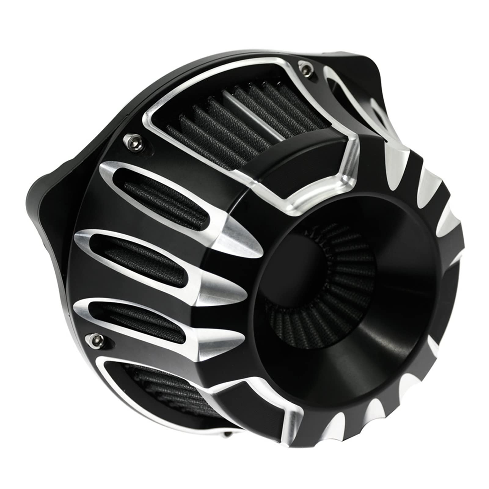 ASDGH Motorrad CNC Chrome Luftfilter Ansaugfilter Schwarz Aluminium Luftfilter, for Harley, XL Touring Softail Dyna Street Glide Bob Motorrad-Luftfilter(Air Cleaner D) von ASDGH