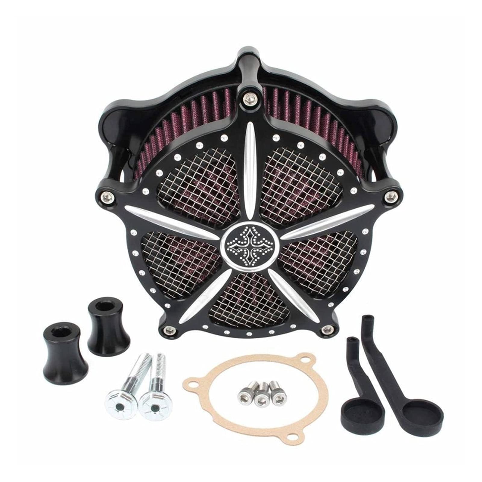 ASDGH Motorrad-Luftfilter CNC Craft Cleaner Ansaugfilter, for Harley, Touring FLHX FLH Street Glide Road King Classic 17-2020 Softail Motorrad-Luftfilter(Red) von ASDGH