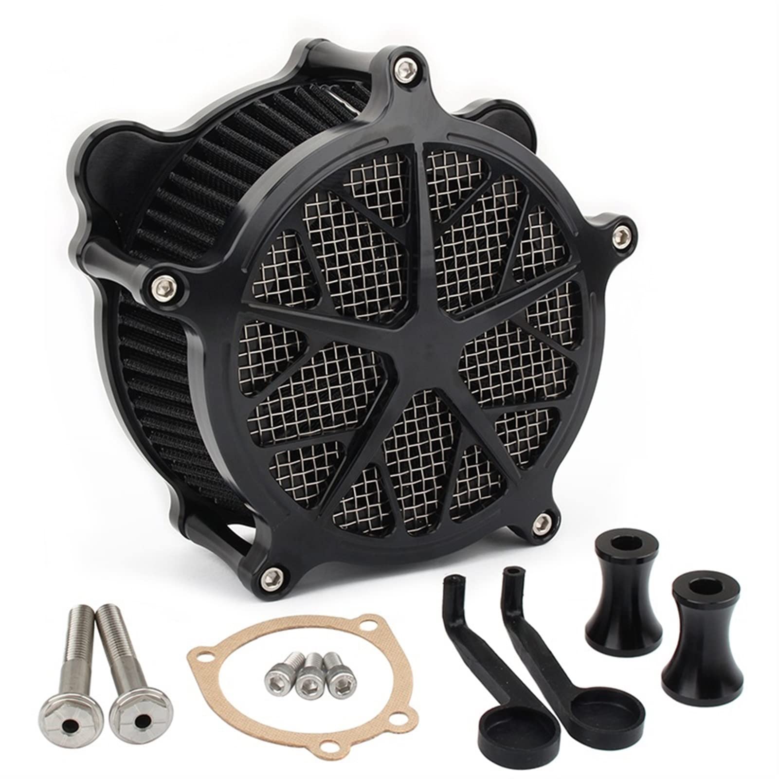 ASDGH Schwarzer Luftfilter CNC-Ansaugfilter, for Harley, Dyna 1993-2017 FXR Low Rider Softail Fat Bob Touring Electra Glide Road King Motorrad-Luftfilter(G) von ASDGH