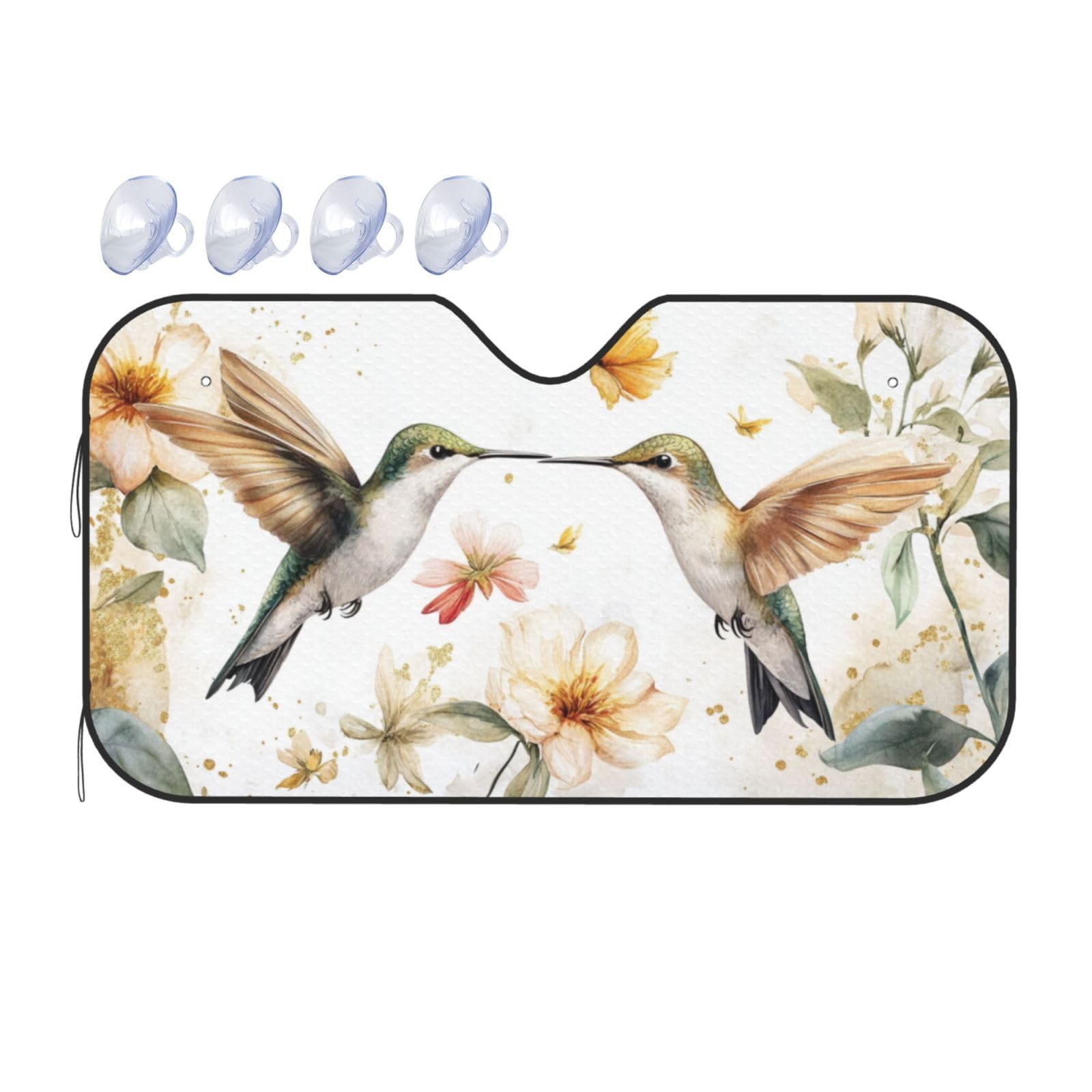 Auto-Sonnenschutz mit rosa Blumen, Aquarell, Vögel, Kolibris, für Auto, LKW, SUV, blockiert UV-Strahlen, Sonne, S, 130 x 70 cm Auto-Sonnenschutz mit rosa Blumen, Aquarell, Vögel, Kolibris, für Auto, LKW, SUV, blockiert UV-Strahlen, Sonne, S, 130 x 70 cm von ASDJHFABKY