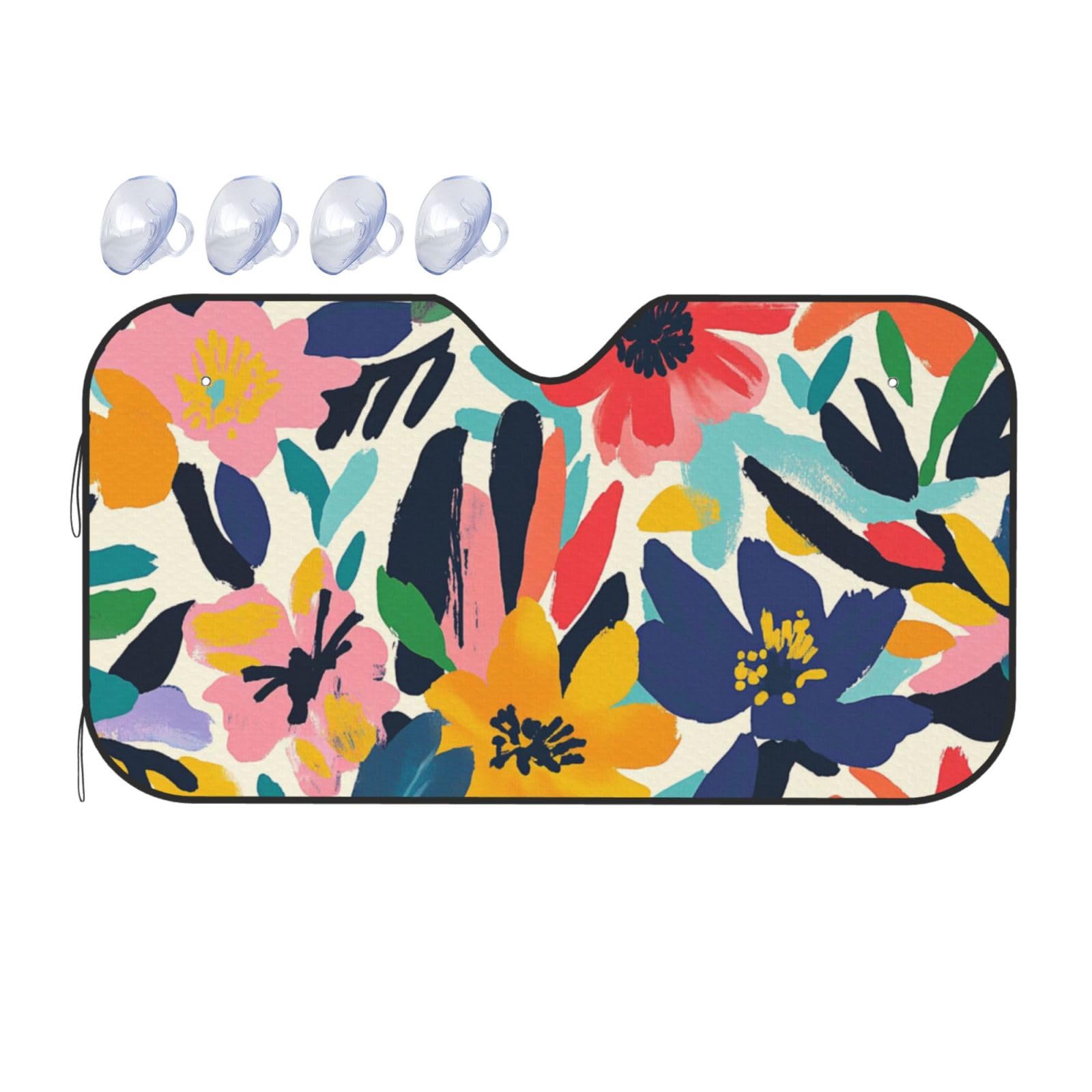 Boho Art Aquarell Abstrakte Blumenblätter Auto-Sonnenschutz für Auto, LKW, SUV – blockiert UV-Strahlen Sonne (S,130 x 70 cm) von ASDJHFABKY