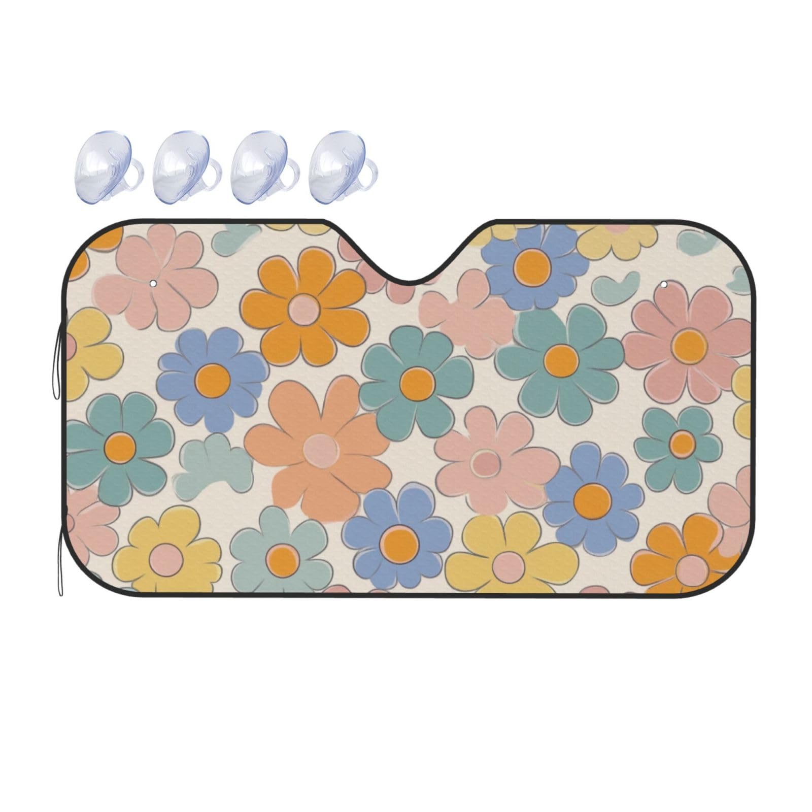 Bunte Blumen, bunte Gänseblümchen, Auto-Sonnenschutz für Auto, LKW, SUV, blockiert UV-Strahlen, Sonne, S, 130 x 70 cm Bunte Blumen, bunte Gänseblümchen, Auto-Sonnenschutz für Auto, LKW, SUV, blockiert UV-Strahlen, Sonne, S, 130 x 70 cm von ASDJHFABKY