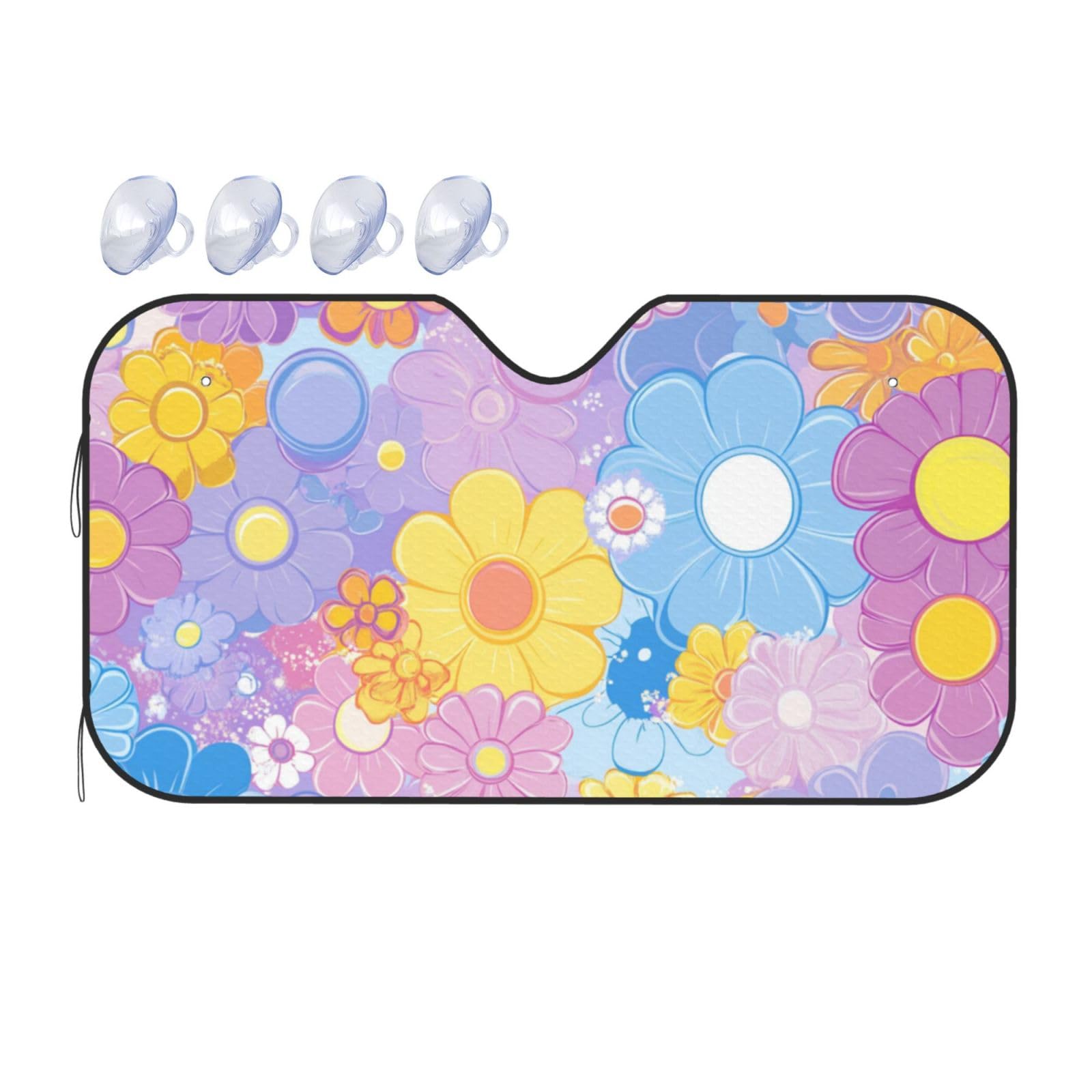 Bunte Blumen, bunte Gänseblümchen, Auto-Sonnenschutz für Auto, LKW, SUV, blockiert UV-Strahlen, Sonne, S, 130 x 70 cm Bunte Blumen, bunte Gänseblümchen, Auto-Sonnenschutz für Auto, LKW, SUV, blockiert UV-Strahlen, Sonne, S, 130 x 70 cm von ASDJHFABKY