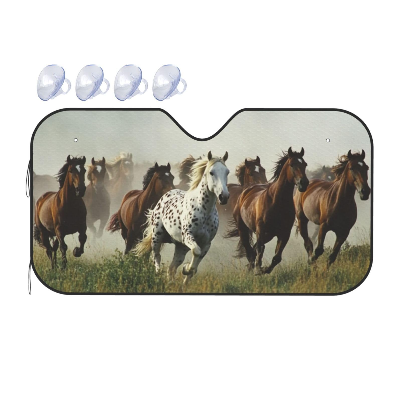 Galoppierende Pferde Ranch Tierpferde Auto-Sonnenschutz für Auto, LKW, SUV – blockiert UV-Strahlen Sonne (S,130 x 70 cm) von ASDJHFABKY