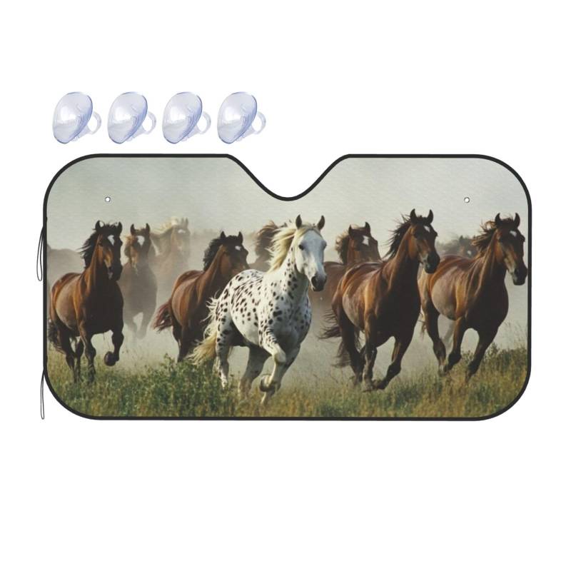 Galoppierende Pferde Ranch Tierpferde Auto-Sonnenschutz für Auto, LKW, SUV – blockiert UV-Strahlen Sonne (S,130 x 70 cm) von ASDJHFABKY