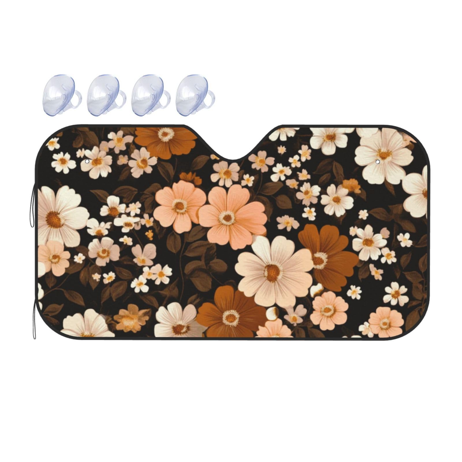 Retro Floral Flower Bohemia Auto-Sonnenschutz für Auto, LKW, SUV – blockiert UV-Strahlen Sonne (S,130 x 70 cm) von ASDJHFABKY