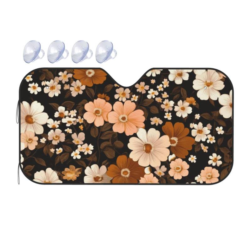 Retro Floral Flower Bohemia Auto-Sonnenschutz für Auto, LKW, SUV – blockiert UV-Strahlen Sonne (S,130 x 70 cm) von ASDJHFABKY