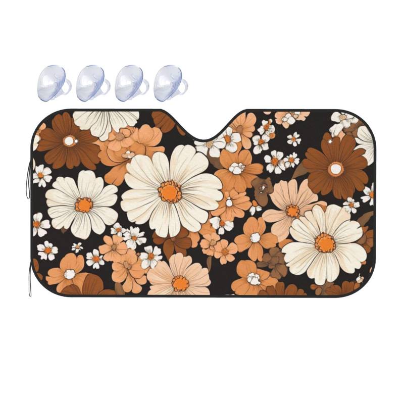 Retro Floral Flower Bohemia Auto-Sonnenschutz für Auto, LKW, SUV – blockiert UV-Strahlen Sonne (S,130 x 70 cm) von ASDJHFABKY