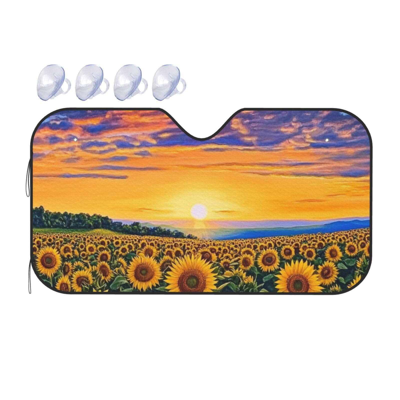 Schöner Sonnenuntergang Sonnenblume Sonnenuntergang Auto Sonnenschutz für Auto, LKW, SUV – blockiert UV-Strahlen Sonne (S,130 x 70 cm) von ASDJHFABKY