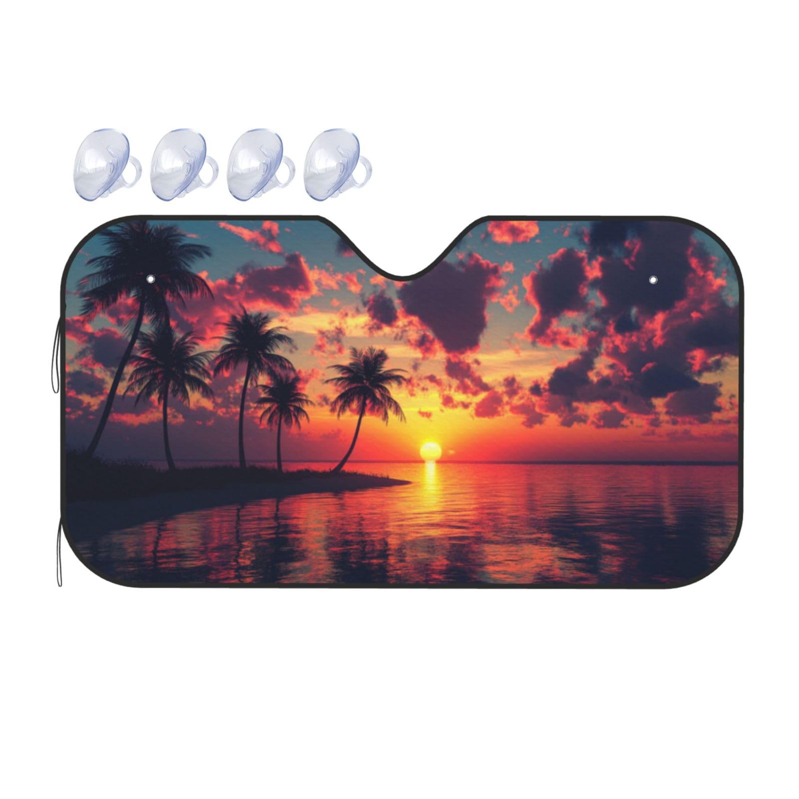Sonnenschein Strand Palmen Strand Sonnenuntergang Auto Sonnenschutz für Auto, LKW, SUV – blockiert UV-Strahlen Sonne (S,130 x 70 cm) von ASDJHFABKY
