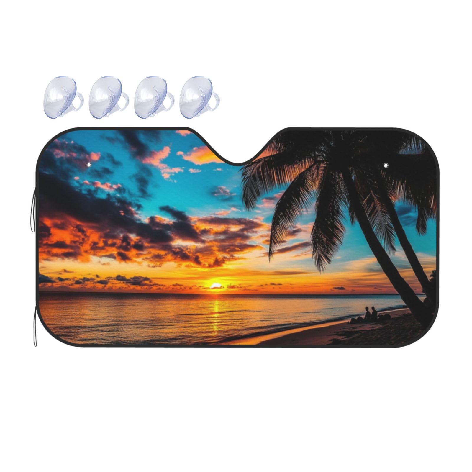 Sonnenschein Strand Palmen Strand Sonnenuntergang Auto Sonnenschutz für Auto, LKW, SUV – blockiert UV-Strahlen Sonne (S,130 x 70 cm) von ASDJHFABKY