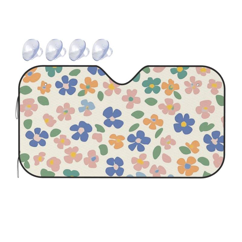 Sonnenschutz, Motiv: Blumen, bunte Gänseblümchen, für Auto, LKW, SUV, blockiert UV-Strahlen, Sonne, S, 130 x 70 cm von ASDJHFABKY