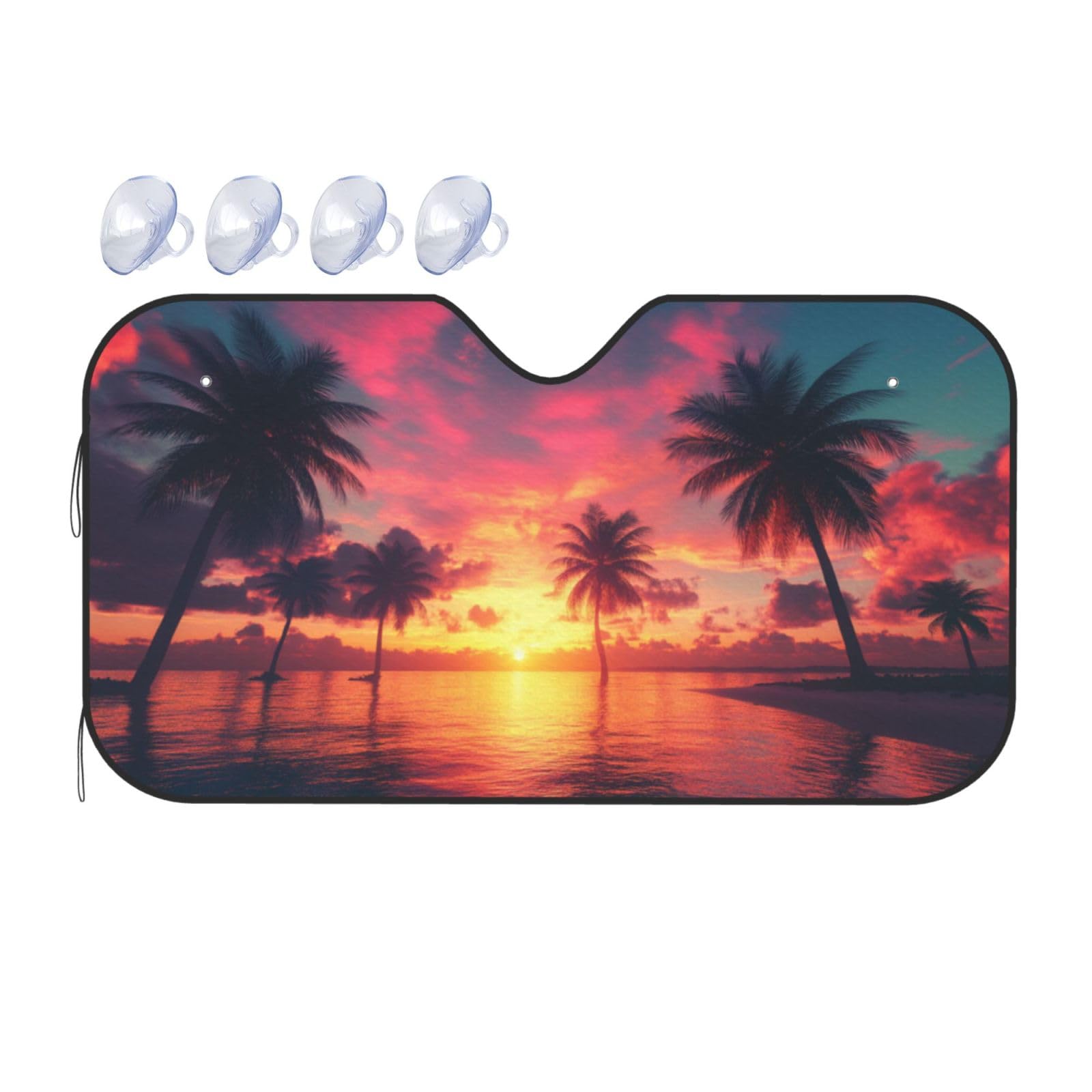 Sonnenuntergang am Strand, Palmen, Auto-Sonnenschutz für Auto, LKW, SUV, blockiert UV-Strahlen, Sonne, S, 130 x 70 cm Sonnenuntergang am Strand, Palmen, Auto-Sonnenschutz für Auto, LKW, SUV, blockiert UV-Strahlen, Sonne, S, 130 x 70 cm von ASDJHFABKY