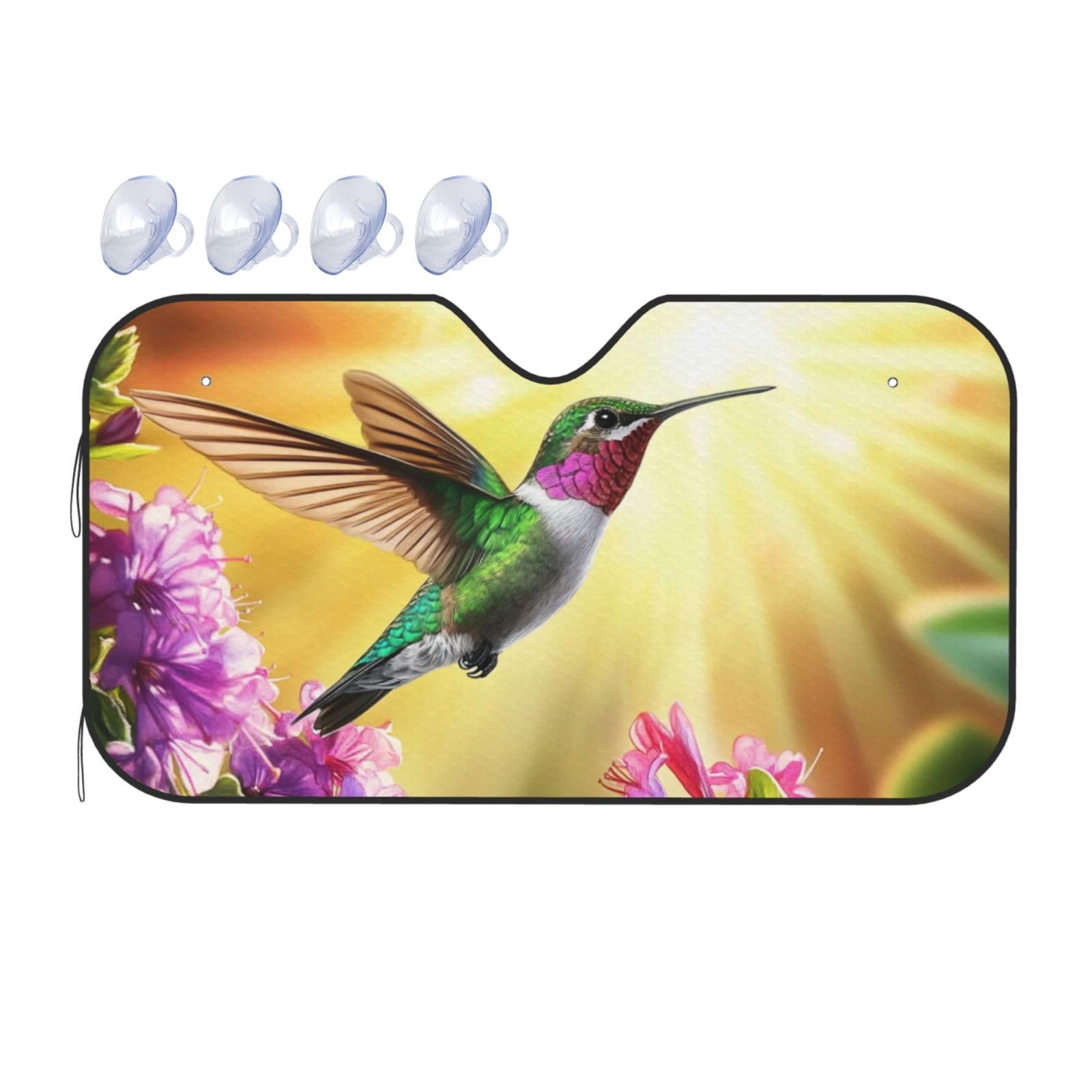 Vogel Vogel Kolibri Rosa Blumen Auto-Sonnenschutz für Auto, LKW, SUV – blockiert UV-Strahlen Sonne (S,130 x 70 cm) von ASDJHFABKY
