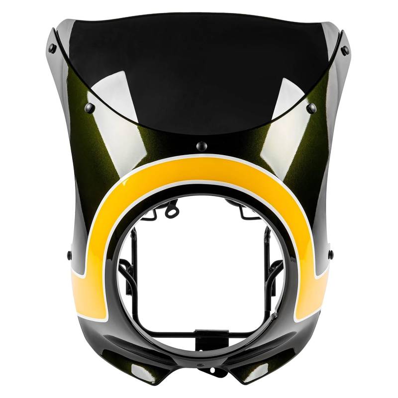 ASDRDDARF Windschutzscheibe Motorrad Für Z900RS 2018-2025 Scheinwerfer Verkleidung Front Gugel Abdeckung Maske Windschutz Windschutz Motorrad Zubehör(Black Yellow/Black Glass) von ASDRDDARF