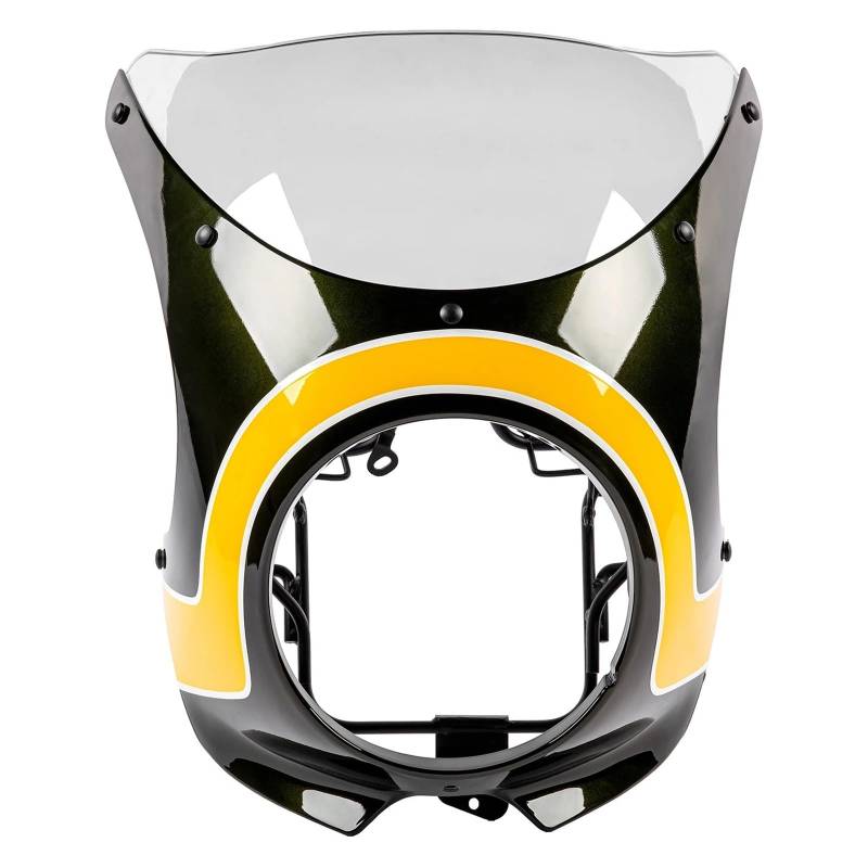 ASDRDDARF Windschutzscheibe Motorrad Für Z900RS 2018-2025 Scheinwerfer Verkleidung Front Gugel Abdeckung Maske Windschutz Windschutz Motorrad Zubehör(Black Yellow/Clear Glass) von ASDRDDARF
