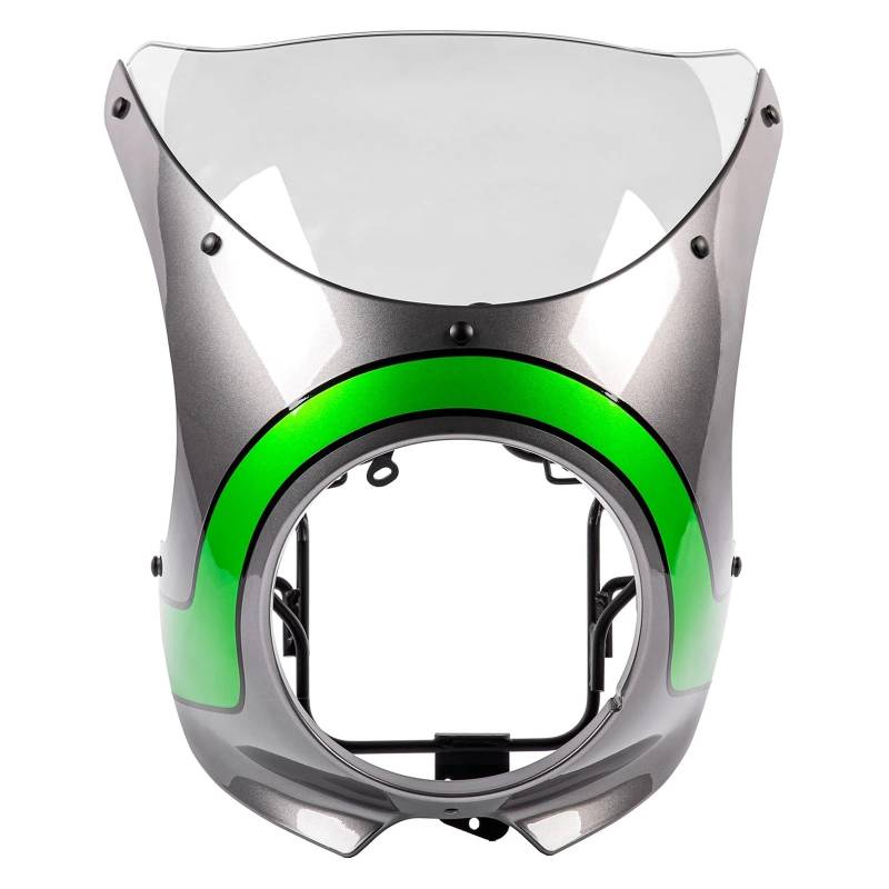 ASDRDDARF Windschutzscheibe Motorrad Für Z900RS 2018-2025 Scheinwerfer Verkleidung Front Gugel Abdeckung Maske Windschutz Windschutz Motorrad Zubehör(Green Gray/Clear Glass) von ASDRDDARF