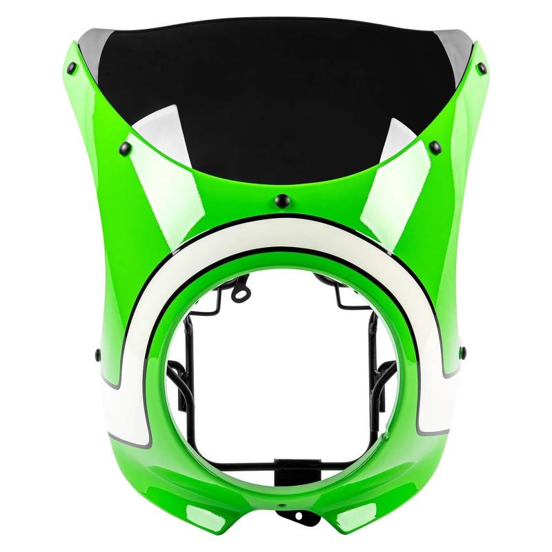 ASDRDDARF Windschutzscheibe Motorrad Für Z900RS 2018-2025 Scheinwerfer Verkleidung Front Gugel Abdeckung Maske Windschutz Windschutz Motorrad Zubehör(Green and White/Black Glass) von ASDRDDARF