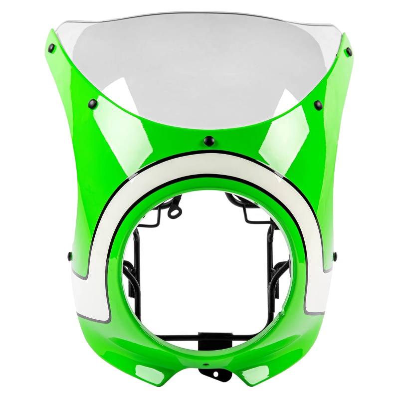 ASDRDDARF Windschutzscheibe Motorrad Für Z900RS 2018-2025 Scheinwerfer Verkleidung Front Gugel Abdeckung Maske Windschutz Windschutz Motorrad Zubehör(Green and White/Clear Glass) von ASDRDDARF