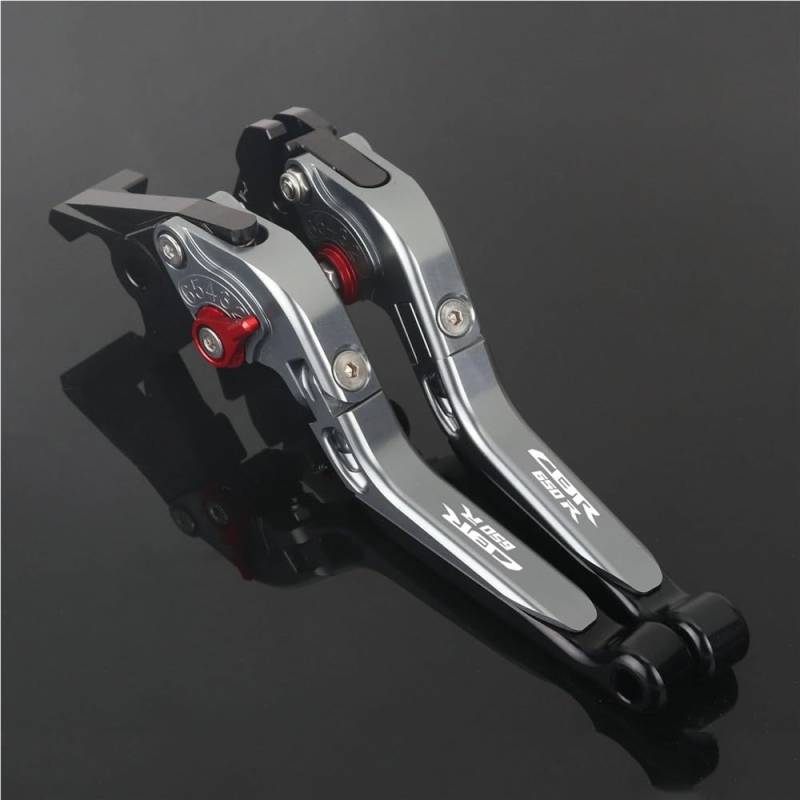 Für CBR650R 2019-2024 Motorzubehör Bremshebel Kupplungshebelsatz Verstellbarer Klappgriff Schutzhebel CBR 650R(Gray-Red Button) von ASDRDDARF
