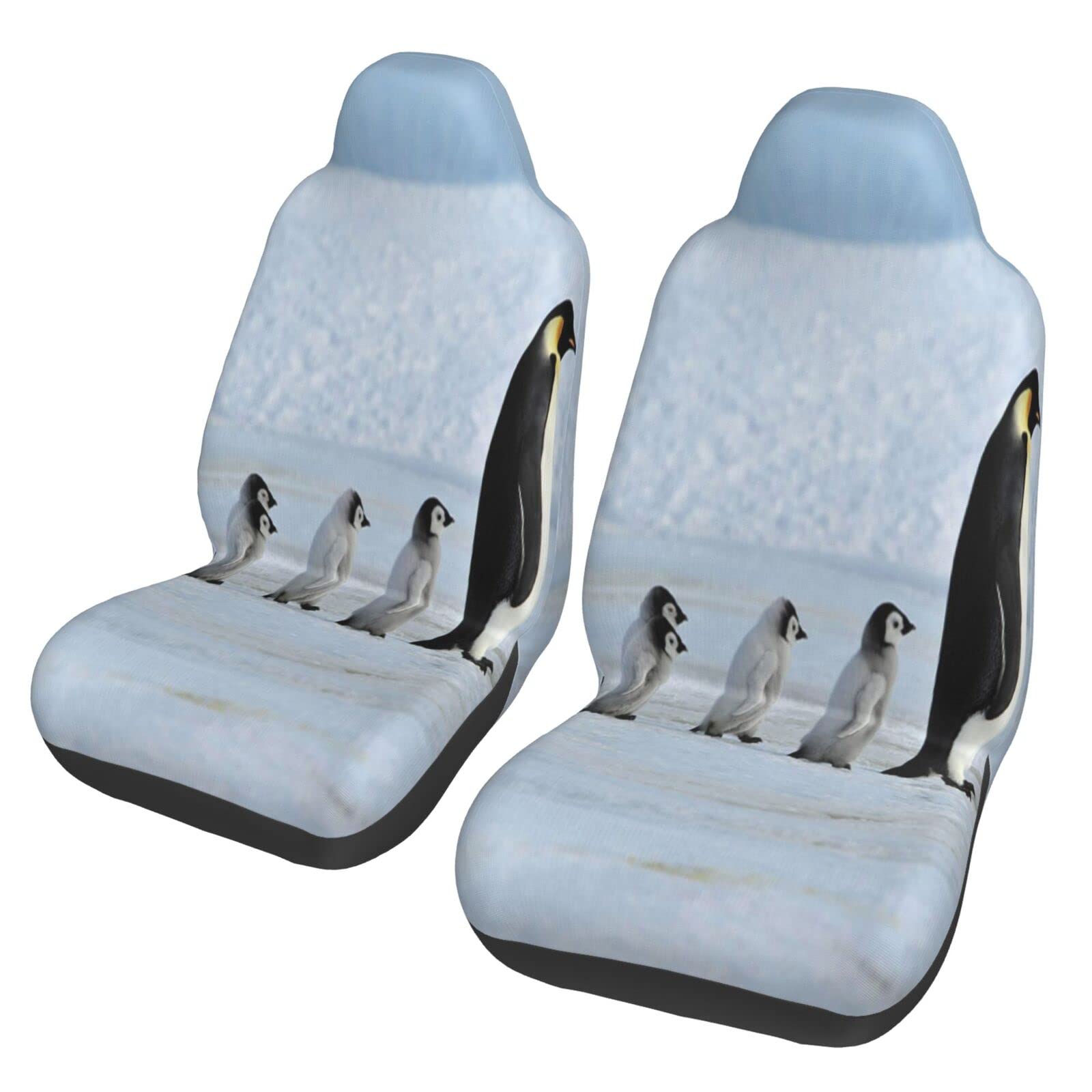 ASEELO 2 Stück Autositzbezüge Fünf Pinguine Universal Autositzbezüge Vordersitzschoner Autositzschoner für die meisten Autos, LKWs, SUVs oder Vans von ASEELO