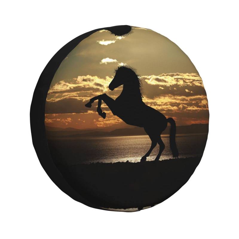 Pferd unter Sonnenuntergang bedruckte Autoreifenabdeckung, wasserdichter Radschutz, geeignet für die meisten Fahrzeuge von ASEELO