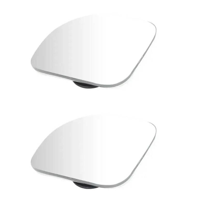 Außenspiegel Glas 2 Stück Autospiegel Weitwinkel Auto-Toter-Winkel-Spiegel 360° Verstellbare Zusatzrückspiegel HD Rahmenloser Kleiner Runder Spiegel Auto Spiegelglas(WEISS) von ASFDSG