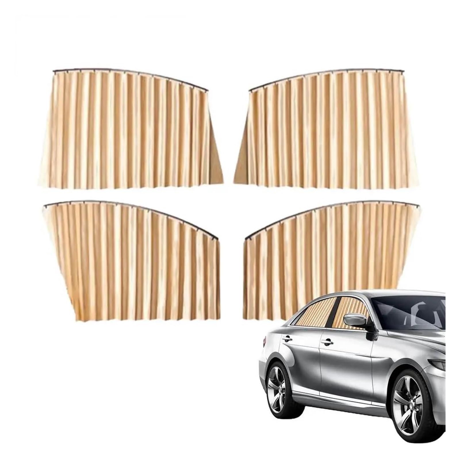 Sonnenschutz Auto Frontscheibe Auto-Sonnenschutzvorhänge magnetischer Sichtschutz für Seitenfenster Reisezubehör 4-teiliges Set für Vorder- und Hinterfenster passend für(Beige) von ASFDSG