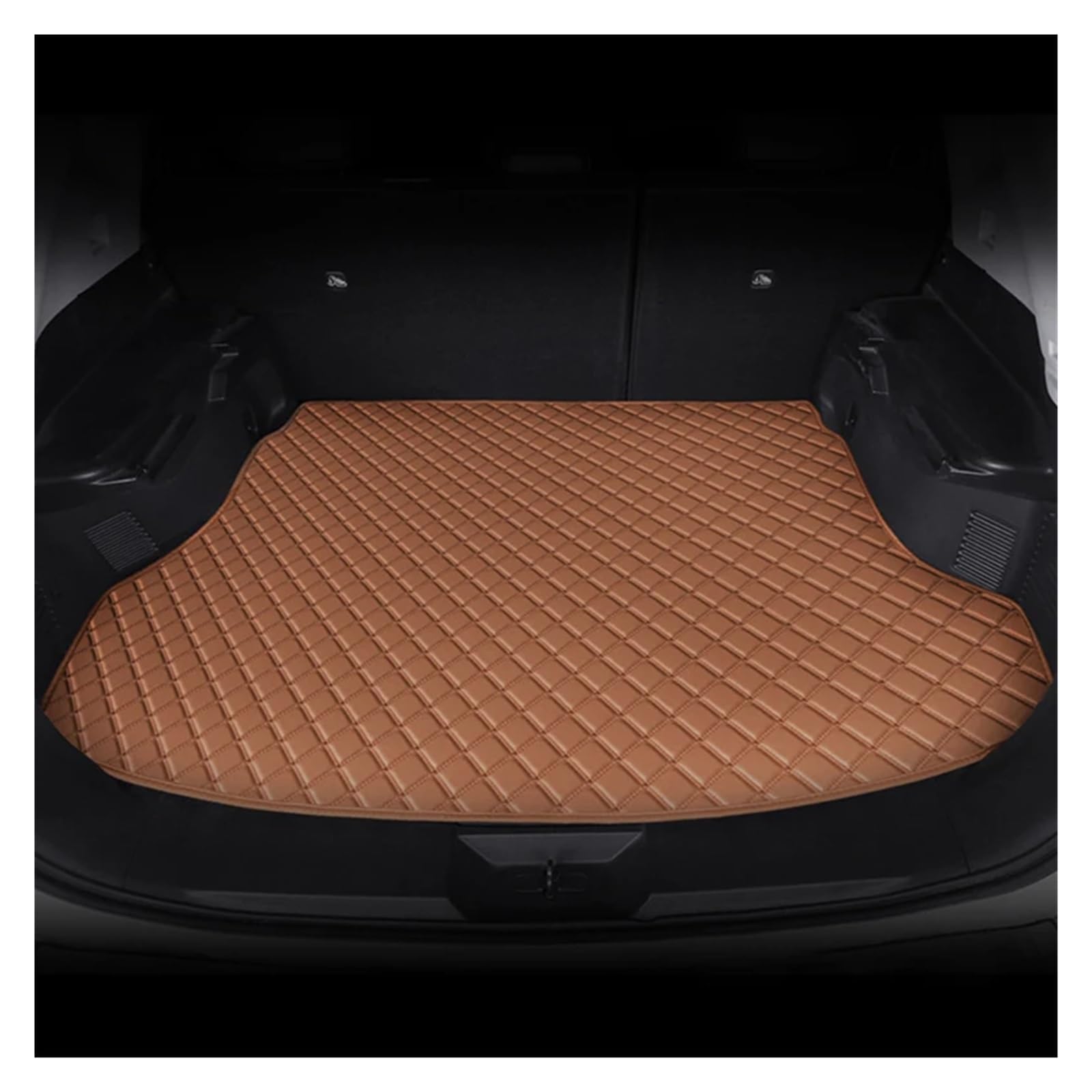 Trunk Mat 1PC Künstliche Leder Kofferraum Matte Für Skoda Für Karoq 2018-2022 Hinten Trunk Cargo Schutz Matte Kofferraumwanne(Braun) von ASFDSG
