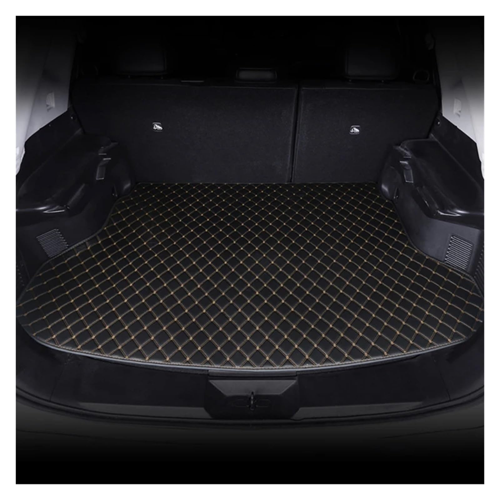 Trunk Mat 1PC Künstliche Leder Kofferraum Matte Für Skoda Für Karoq 2018-2022 Hinten Trunk Cargo Schutz Matte Kofferraumwanne(Schwarzbeige) von ASFDSG