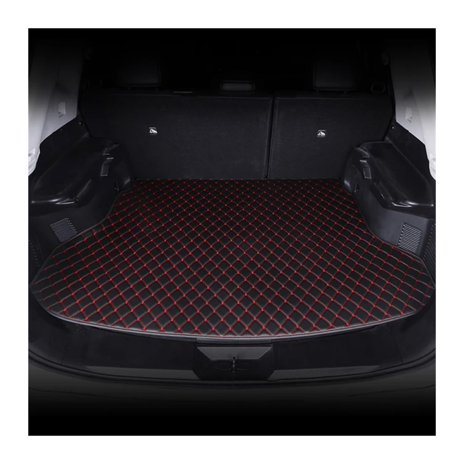 Trunk Mat Kunstleder-Kofferraummatte Hintere Kofferraumschutzmatte Autoinnenausstattung Für A4 2017–2022 Kofferraumwanne(Schwarz Rot) von ASFDSG