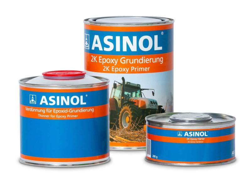 ASINOL 2K Epoxid Grundierung inkl. Härter 1,2kg Epoxy Primer mit aktiven Korrosionsschutz RAL 7032 von ASINOL