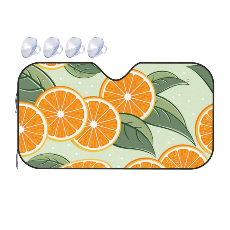 Auto-Sonnenschutz für Auto, LKW, SUV, blockiert UV-Strahlen, Orange, saftige Früchte, Größe S, 130 x 70 cm von ASKFNASDKMFN
