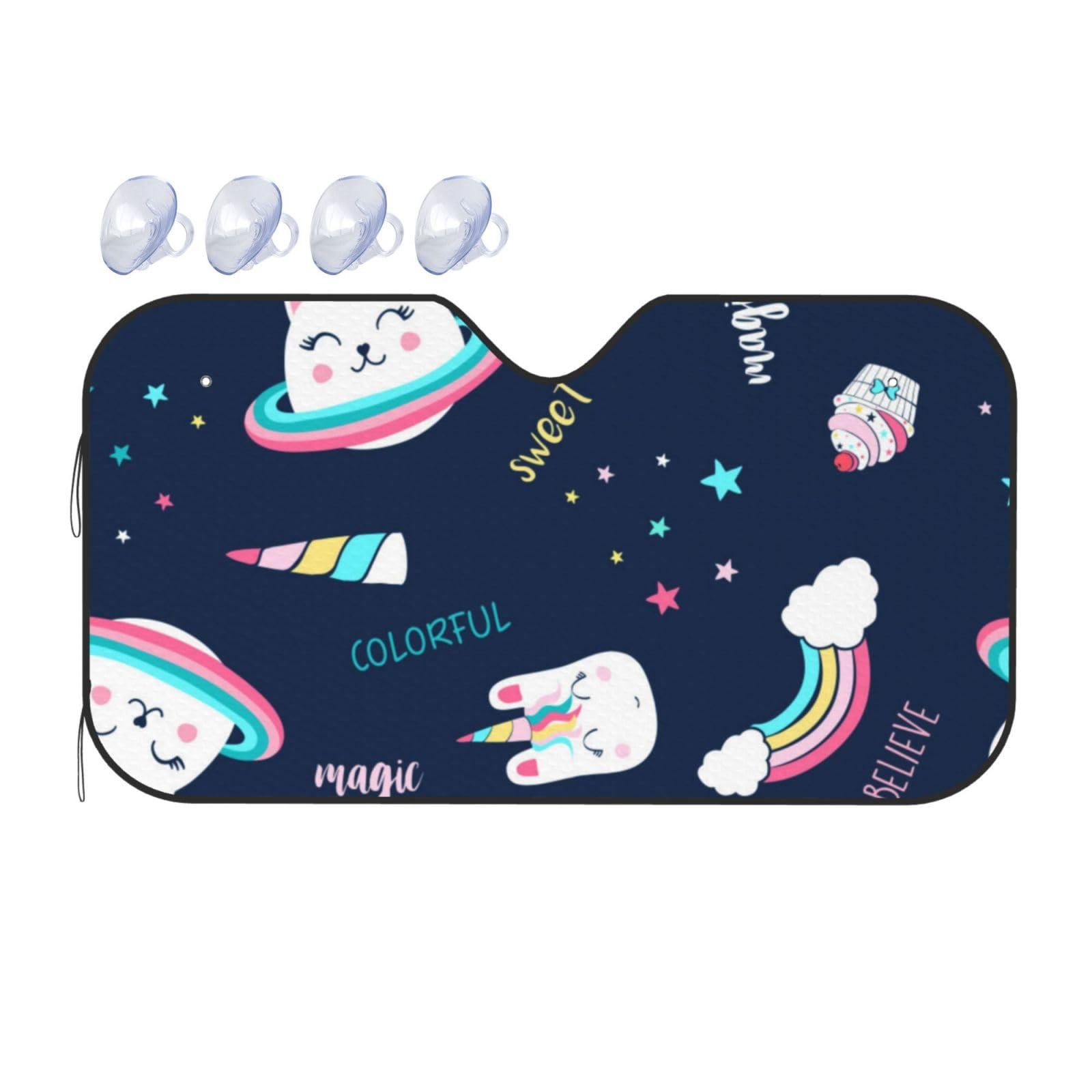 Auto-Sonnenschutz mit Saturn-Katze und magischen Symbolen für Auto, LKW, SUV, blockiert UV-Strahlen, Sonnenblende, Größe S, 130 x 70 cm Auto-Sonnenschutz mit Saturn-Katze und magischen Symbolen für Auto, LKW, SUV, blockiert UV-Strahlen, Sonnenblende, Größe S, 130 x 70 cm von ASKFNASDKMFN