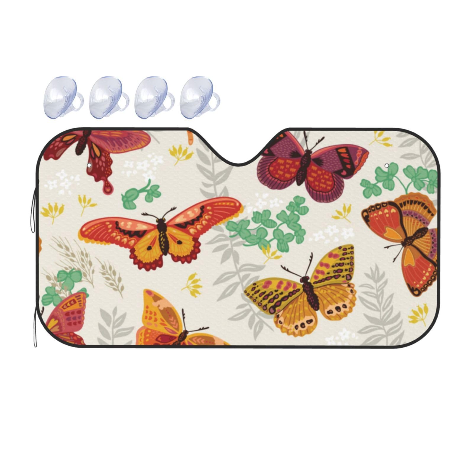 Auto-Sonnenschutz mit Schmetterlingen und Blumen, für Auto, LKW, SUV, blockiert UV-Strahlen, Sonnenblende, Größe S, 130 x 70 cm Auto-Sonnenschutz mit Schmetterlingen und Blumen, für Auto, LKW, SUV, blockiert UV-Strahlen, Sonnenblende, Größe S, 130 x 70 cm von ASKFNASDKMFN