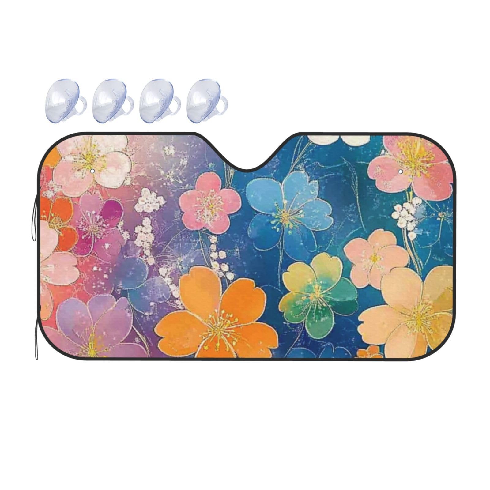 Auto-Sonnenschutz mit bunten Blumen für Auto, LKW, SUV, blockiert UV-Strahlen, Sonnenblende, Größe S, 130 x 70 cm Auto-Sonnenschutz mit bunten Blumen für Auto, LKW, SUV, blockiert UV-Strahlen, Sonnenblende, Größe S, 130 x 70 cm von ASKFNASDKMFN